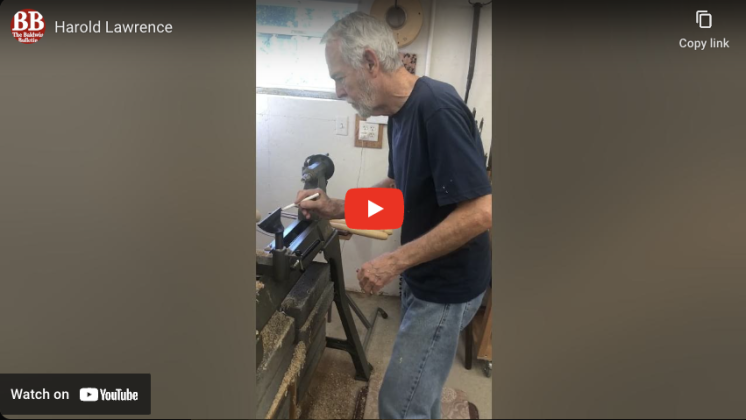 Watch video of Harold Lawrence's wood-working skills