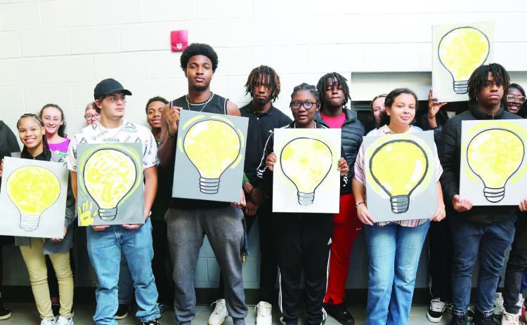 Students at Oak Hill Middle School participated in the Georgia College “Lights on Aftershool” program. COURTESY OF GMC