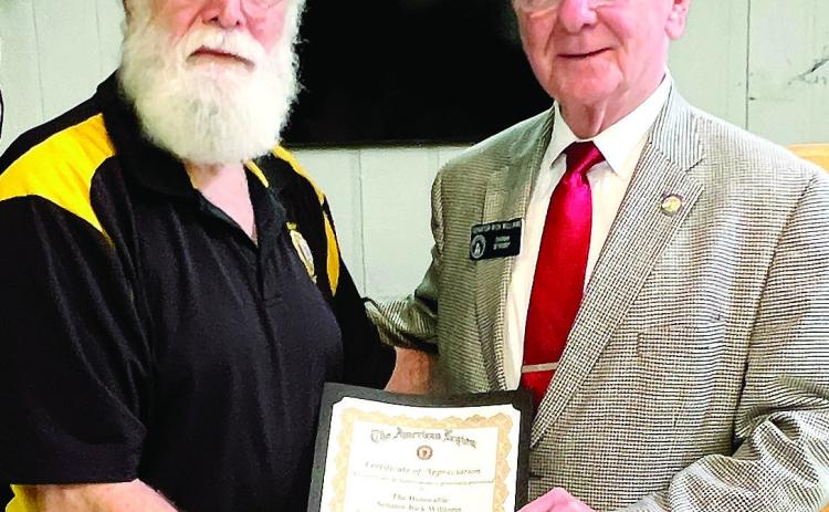 Williams speaks on senate bills to Morris-Little Post 6 American Legion