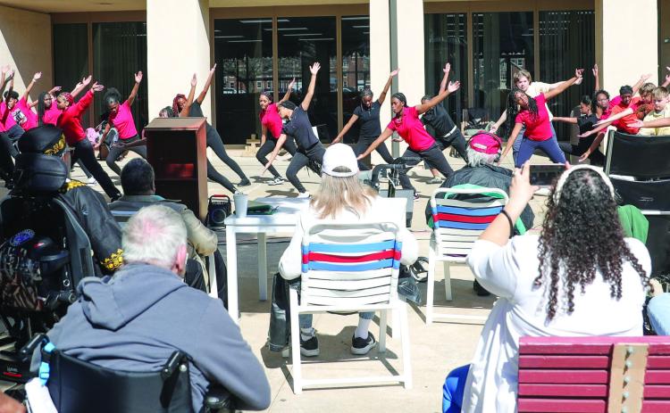 Seventy-eight Oak Hill Middle School students performed for veterans at the Georgia War Veterans Home to honor Black History Month. CONTRIBUTED