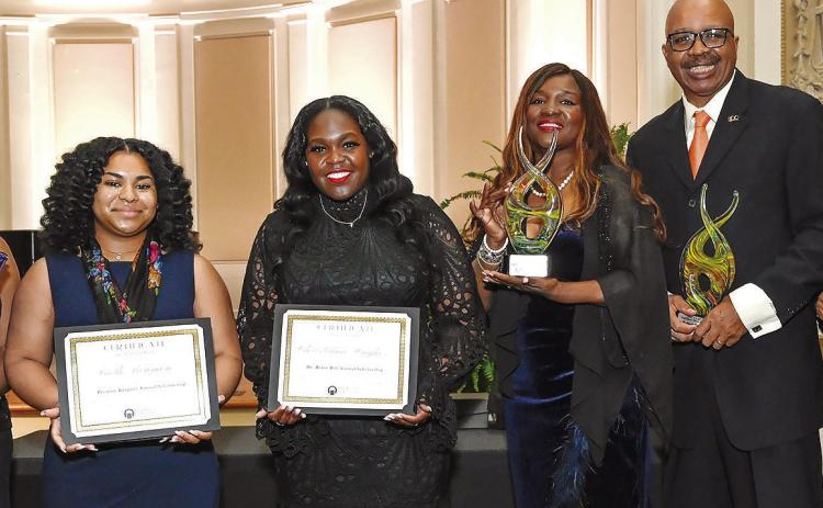 (From left to right): AAAC Award and Scholarship winners Dr. Runee Sallad, Faith Beamon, Christiana Hughes, Sabrina Ellis-Friday, Robert Fuller, Rep. W. Mack Jackson, Jr.