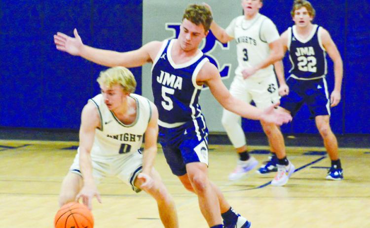 Senior Briggs Eady (5) is currently second in scoring for John Milledge, but also provides strong defensive coverage. LANCE MCCURLEY/Staff