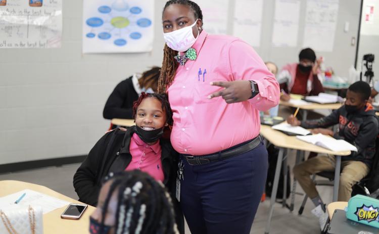 Seticia Smith with one of her students in 2022. | COURTESY OF GCSU