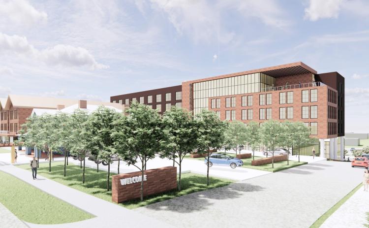 The concept plan for a Hilton Hotel that would be located on North Jefferson Street in downtown Milledgeville. | COURTESY OF LORD AECK SARGENT