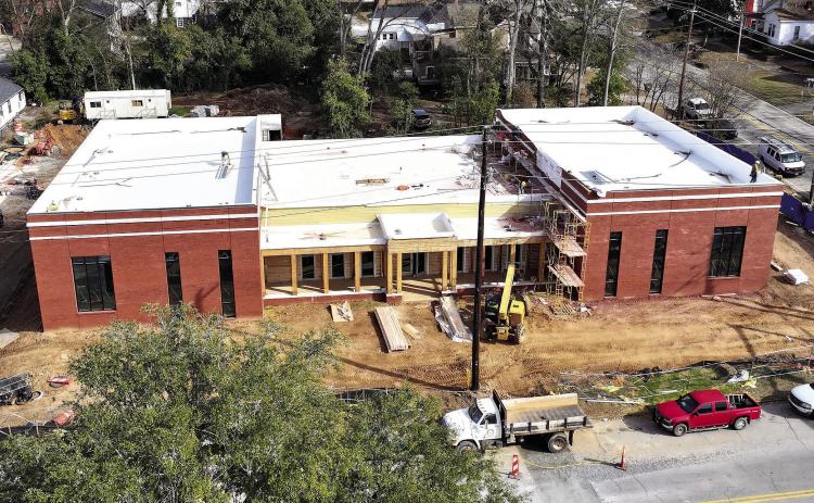 Construction of the music rehearsal hall began in July of 2024, official planning began two years prior. The goal is to have the facility open to students by next fall semester. Scan the QR code to see a video of the building by Georgia College. COURTESY OF GCSU