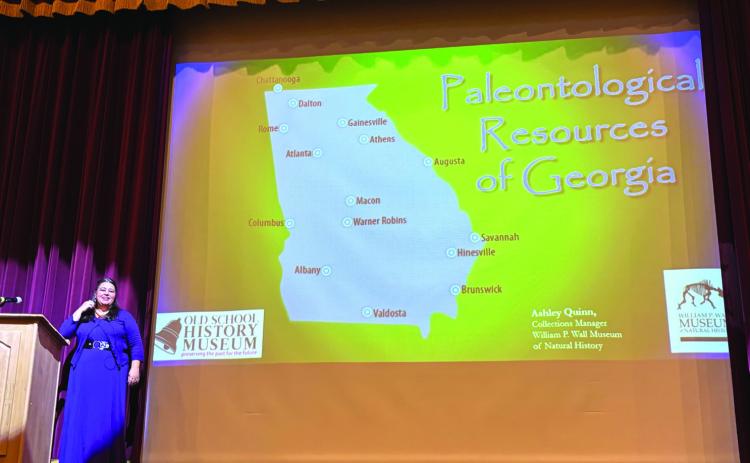 Eatonton native Ashley Quinn of GCSU’s William P. Wall Museum of Natural History made her presentation from The Plaza stage. CONTRIBUTED