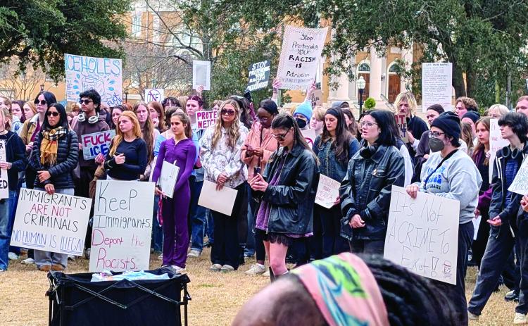 GCSU students  hold anti-ICE rally  on front campus