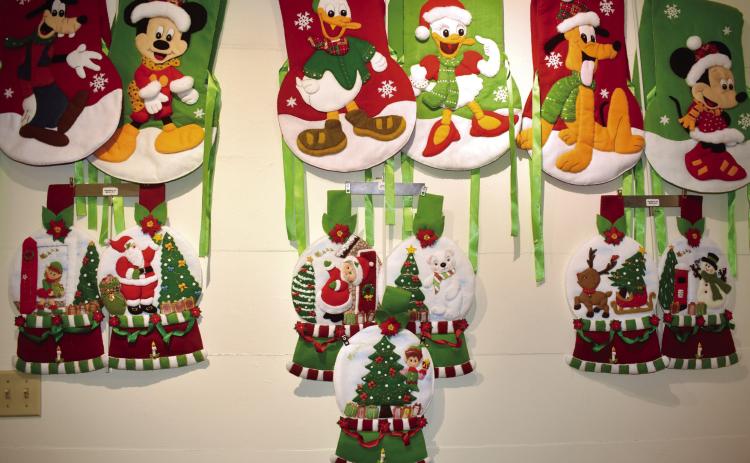 Carmenza Moreno contributed a collection of stitched artwork featuring Mickey Mouse and gang in winter attire.