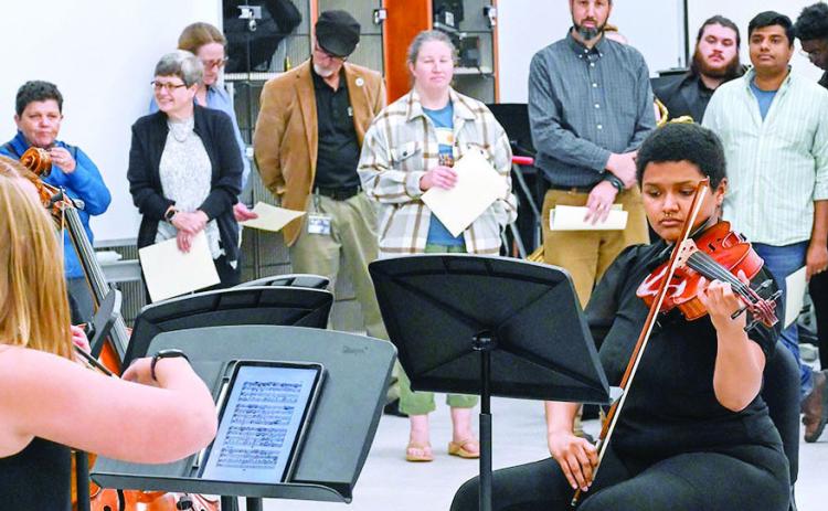 Following the ribbon cutting, student musicians performed in the various rehearsal spaces. COURTESY OF GCSU