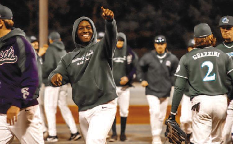 Bobcat team members celebrate last season after scoring a big win. COURTESY OF GCSU ATHLETICS
