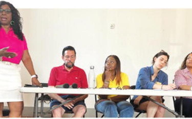 Pictured, from left, are City Council members Denese Shinholster, Jeff Wells, Shonya Mapp, Morgan Pendergast and Arlene Simmons. PHOTOS BY CHRISTIAN McKEARNEY/Staff