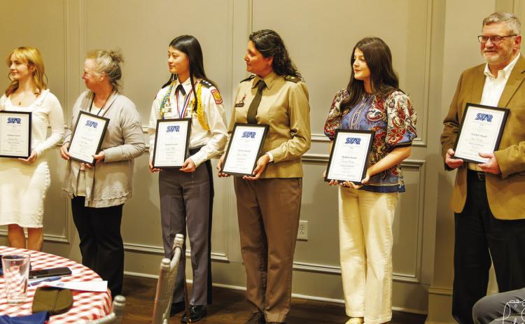 L-R: Baldwin High School student Saitalea Riner with her STAR Teacher Amy Zipperer, Georgia Military College Prep student Joyce Chow with her STAR Teacher Alisha Rochon, and John Milledge Academy student Pressley Marler with her STAR Teacher Robert Phillips. CONTRIBUTED
