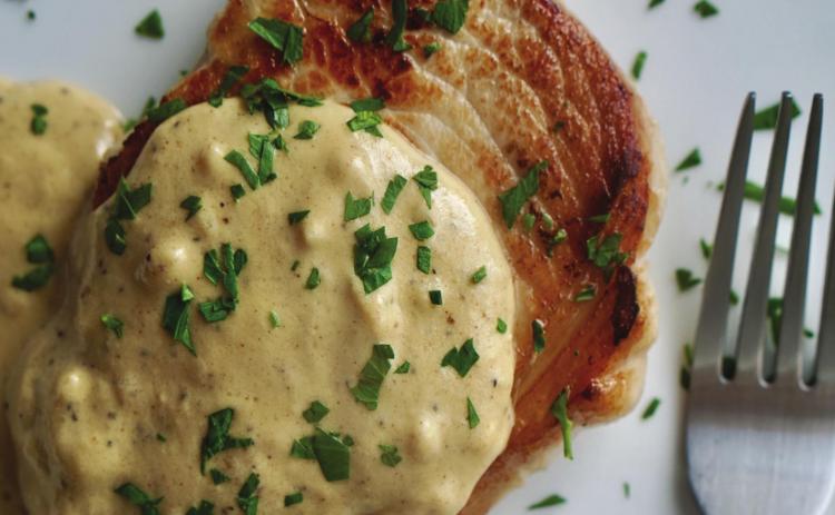 Pork Chops in Creamy Mustard-Peppercorn Sauce