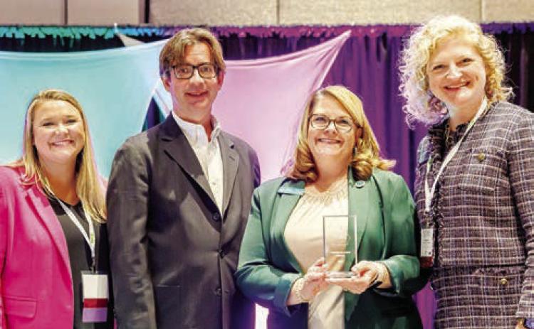 Accepting the 2025 Travelblazer Award on behalf of Georgia College (l-r): Rebekah Snider, executive director of Visit Milledgeville; Ben Young, editor in chief and publisher of Georgia Trend magazine; Angela Criscoe, executive director for the Georgia College School of Continuing and Professional Studies; and Amanda Dyson-Thornton, executive director of the Georgia Association of Convention &amp; Visitors Bureaus. CONTRIBUTED