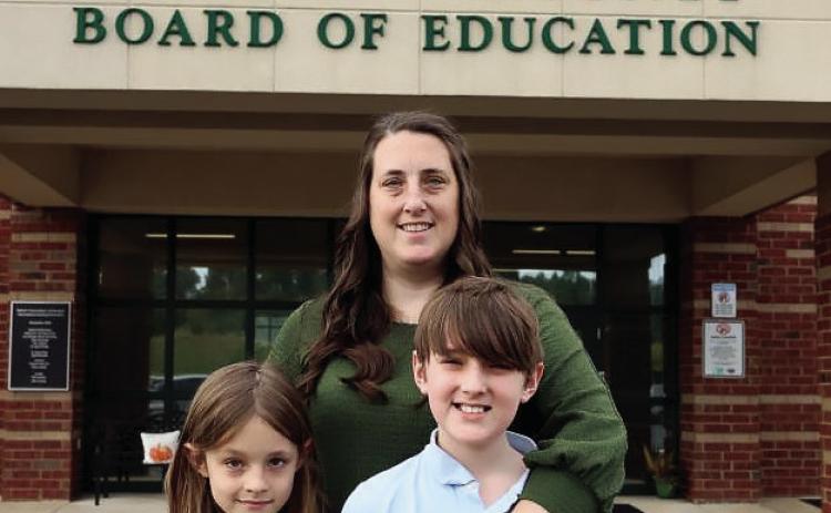 Baldwin County School alumna Olivia Hill with her children, fourth-grader Gideon and second-grader Rider. CONTRIBUTED