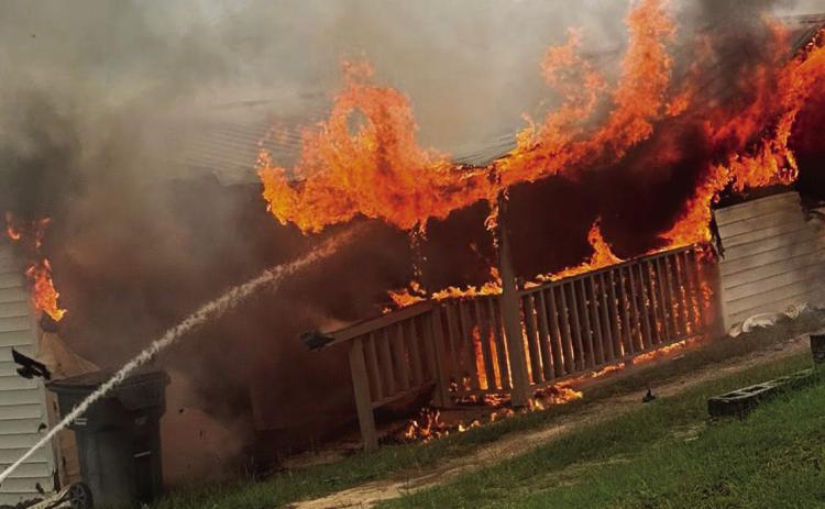 Multiple crews respond to house engulfed in flames on Fox Hill Road. COURTESY OF BCFR