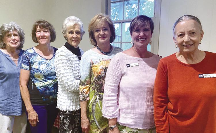 The Milledgeville Garden Club honors their outgoing officers (l-r), who also served as hostesses at the picnic, Joanne Battle, Cindy Ivey, Carolyn Smith, Doriann McEver, Jennifer Pollard and Kathy Chandler. CONTRIBUTED