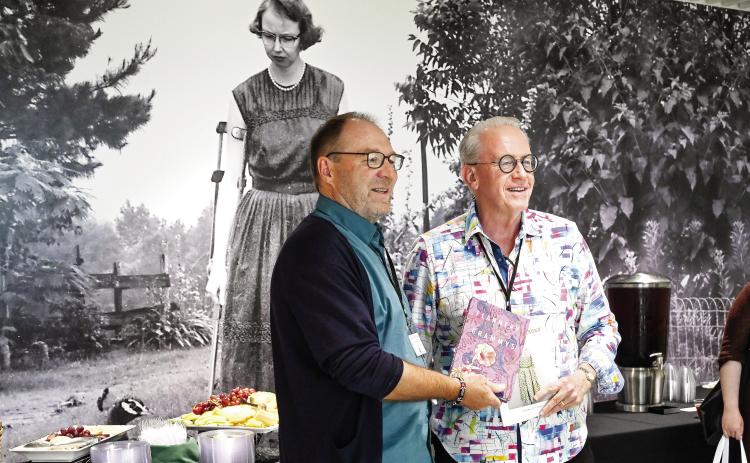 Conference director Bruce Gentry with author Irwin Streight, whose book release party took place at the Andalusia Interpretive Center. COURTESY OF GCSU