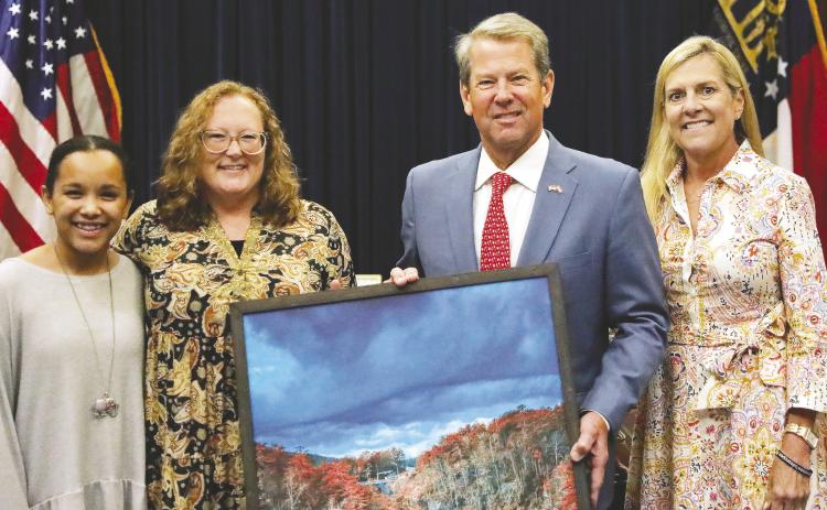Izabella and Jessica Whitehead pose with Gov. Brian Kemp and First Lady of Georgia Marty Kemp. CONTRIBUTED