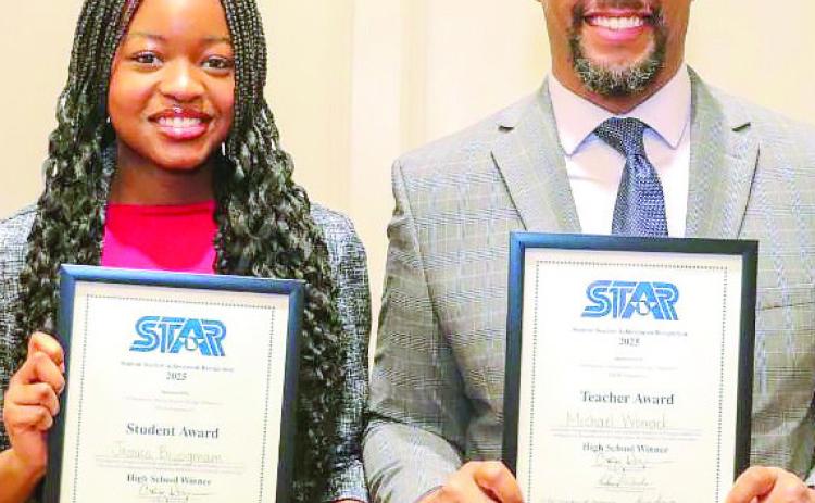 Baldwin County High School STAR studen Jessica Biyogmam and her STAR teacher, Michael Womack, at the annual STAR Student Banquet. CONTRIBUTED