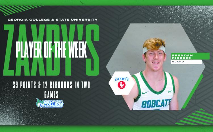 Georgia College & State University (GCSU) men's basketball player Brendan Rigsbee nabbed a pair of Player of the Week honors Monday (Nov. 20).