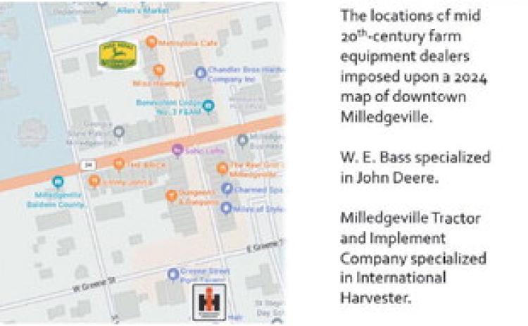 Brake’s present-day map of where 20th-century farm equipment dealers were located in Milledgeville.