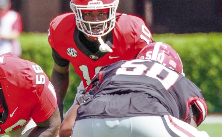 Zayden Walker (10) was among the defenders seeing significant time during G-Day. LANCE McCURLEY/Staff