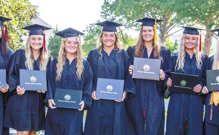 The GMC Prep softball team had a last-minute graduation ceremony for the seniors on the team, who may miss the main graduation because of the national tournament. COURTESY OF GMC ATHLETICS