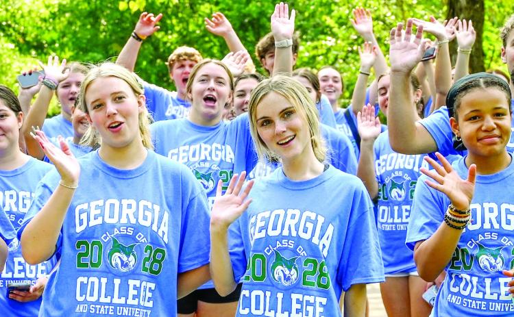 The Class of 2028 celebrates during move-in and looks forward to a new school year at Georgia College &amp; State University. COURTESY OF GCSU