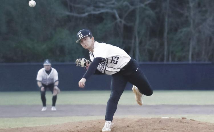 GMCP senior Ayden Hamm pitched five innings against Brentwood last Tuesday in Sandersville and allowed just three hits and one run while striking out 11 batters. TREY NORRIS/Staff