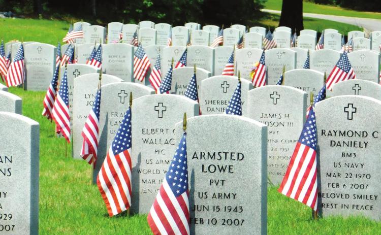 Flags displayed at Veterans Memorial Cemetery
