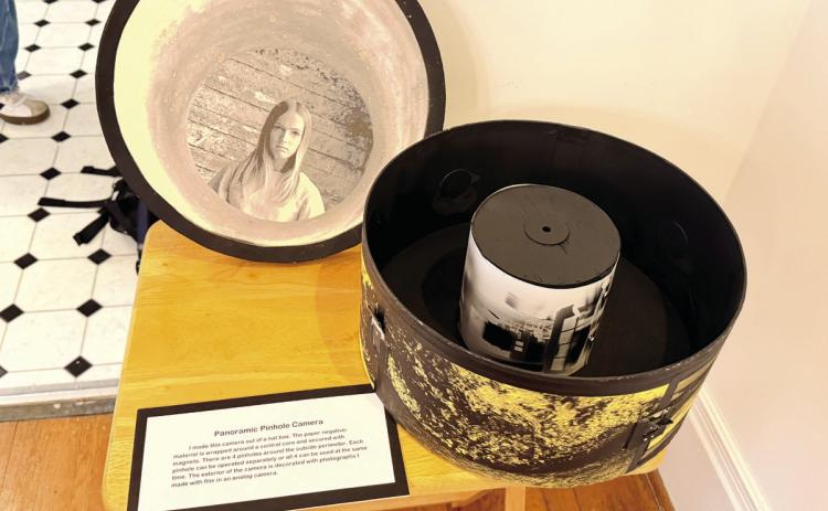 Robbie Hattaway’s panoramic pinhole camera made out of a hatbox. BRIANNA HEARD/Staff