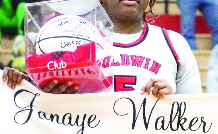 Baldwin High School honored Janaye Waler after the regular season finale. LANCE MCCURLEY/Staff