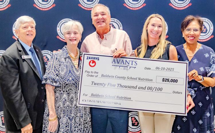 Avants Management Group donated $25,000 to Baldwin County’s nutrition department to support the breakfast program. CONTRIBUTED