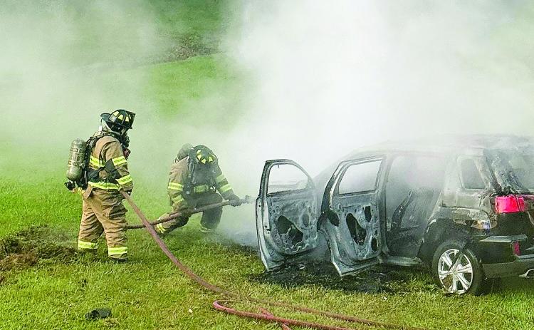 Vehicle fire extinguished after wreck